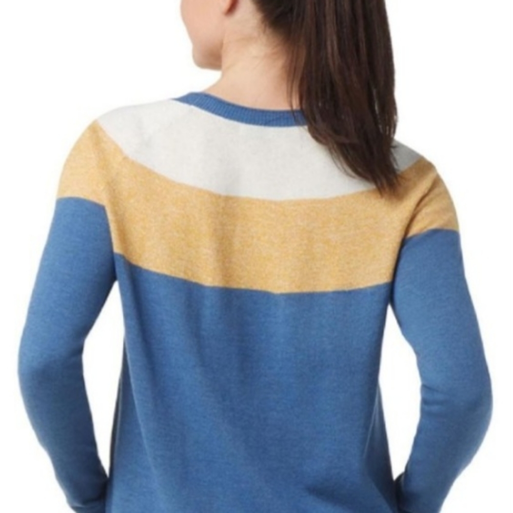 Smartwool Women Edgewood Color block Sweater Blue Heather Small NWT - Picture 3 of 9